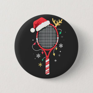 Bóton Redondo 5.08cm Tênis Paddle com Papai Noel e Luzes de Natal