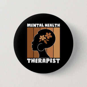 Bóton Redondo 5.08cm Terapeuta de Saúde Mental Afro Mulheres História N