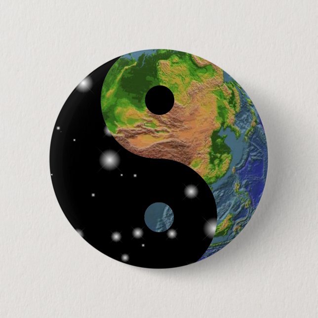 Bóton Redondo 5.08cm Terra de Yin Yang (Frente)