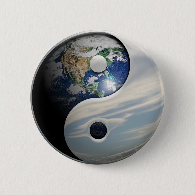 Bóton Redondo 5.08cm Terra e céu Yin Yang (Frente)