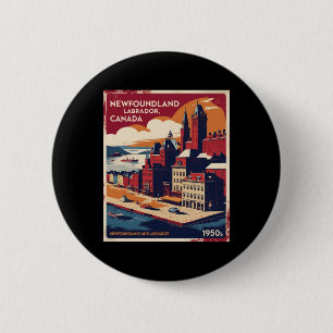 Bóton Redondo 5.08cm Terra Nova e Labrador Canadá, 1950, Vintage Tra