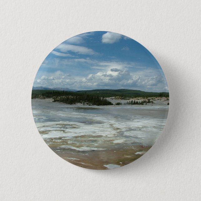 Bóton Redondo 5.08cm Terra quente Yellowstone, geyser (Frente)