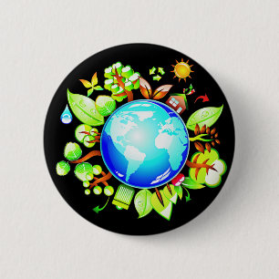 Bóton Redondo 5.08cm Terra verde Eco amigável para o Dia da Terra