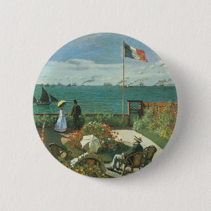 Bóton Redondo 5.08cm Terraço no beira-mar por Claude Monet