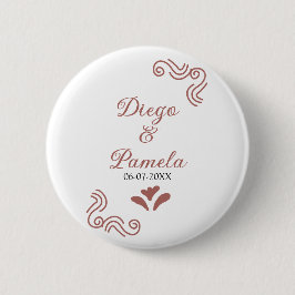 Bóton Redondo 5.08cm Terracotta casal de casamento russo negro em Espan