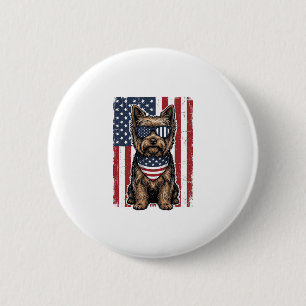 Bóton Redondo 5.08cm Terrier Patriótico Cão Bandeira Vintage Design Vet