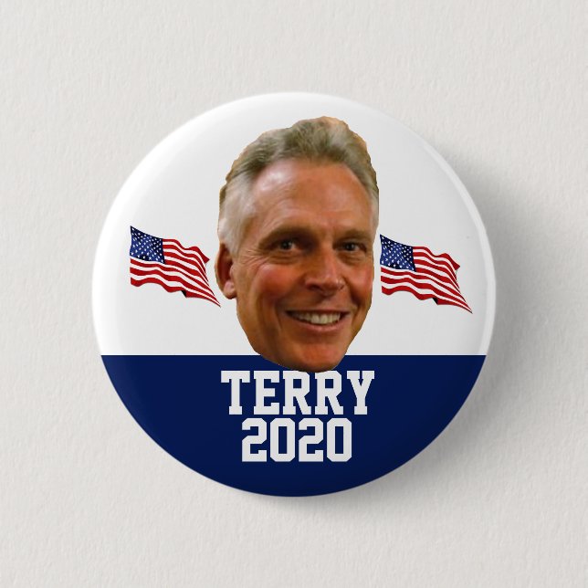 Bóton Redondo 5.08cm Terry McAuliffe para o presidente (Frente)