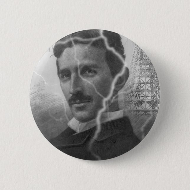 Bóton Redondo 5.08cm Tesla, homem do relâmpago (Frente)