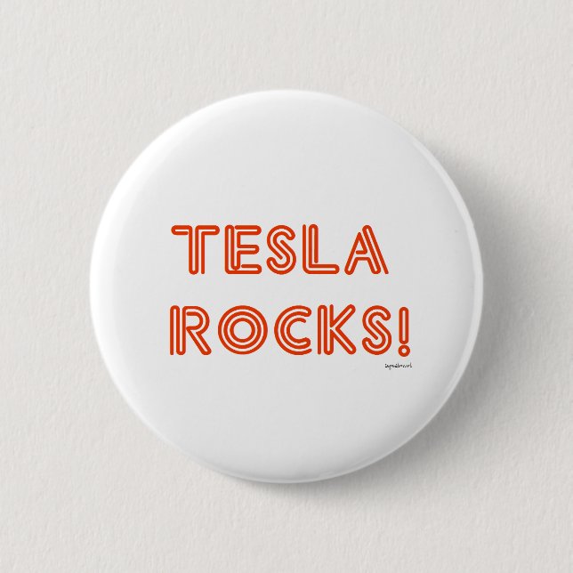 Bóton Redondo 5.08cm Tesla Rocks! (Frente)
