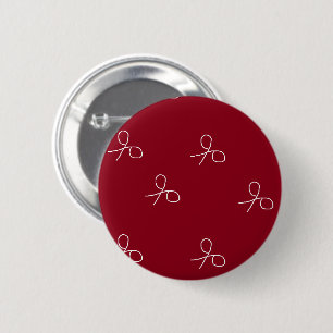 Bóton Redondo 5.08cm Tesoura desenhada à mão em vermelho maroon