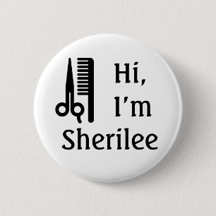 Bóton Redondo 5.08cm Tesouras e pente