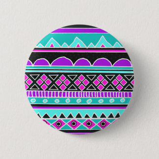 Bóton Redondo 5.08cm Teste padrão tribal azul e roxo brilhante