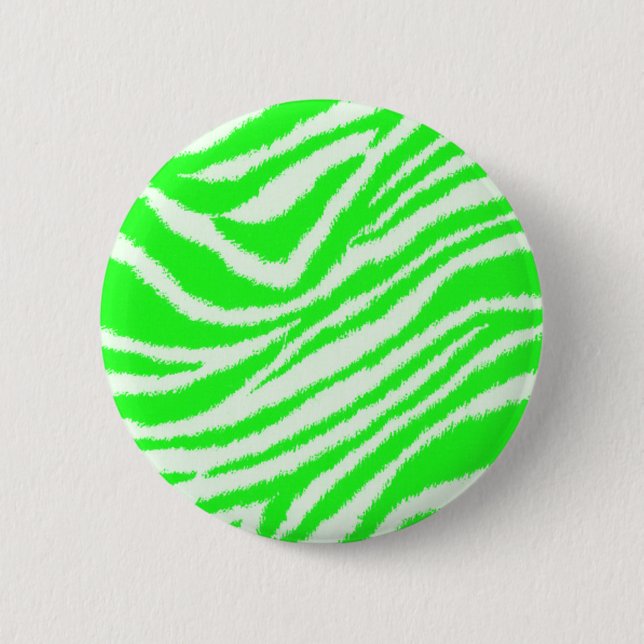 Bóton Redondo 5.08cm Teste padrão verde de néon da zebra (Frente)