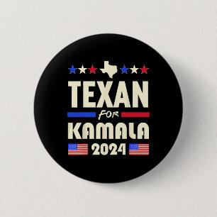 Bóton Redondo 5.08cm Texan For Kamala 2024 Patriotic Democrats Campaign