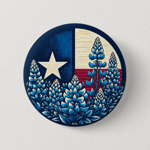 Bóton Redondo 5.08cm Texas Bluebonnets State Flag Pride Texan