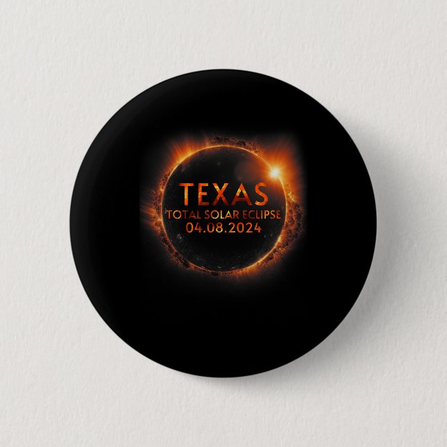 Bóton Redondo 5.08cm Texas Total Solar Eclipse 8 de abril de 2024 Texas (Frente)