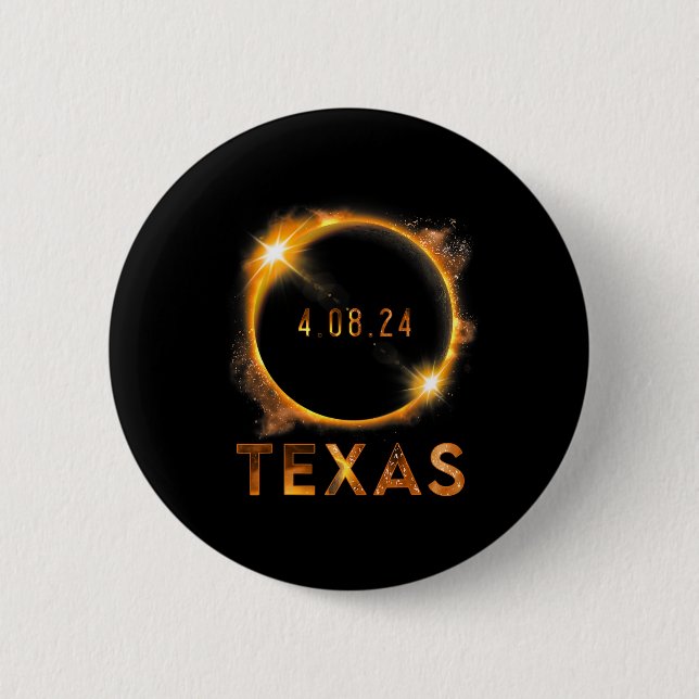 Bóton Redondo 5.08cm Texas Total Solar Eclipse 8 de abril de 2024 Texas (Frente)