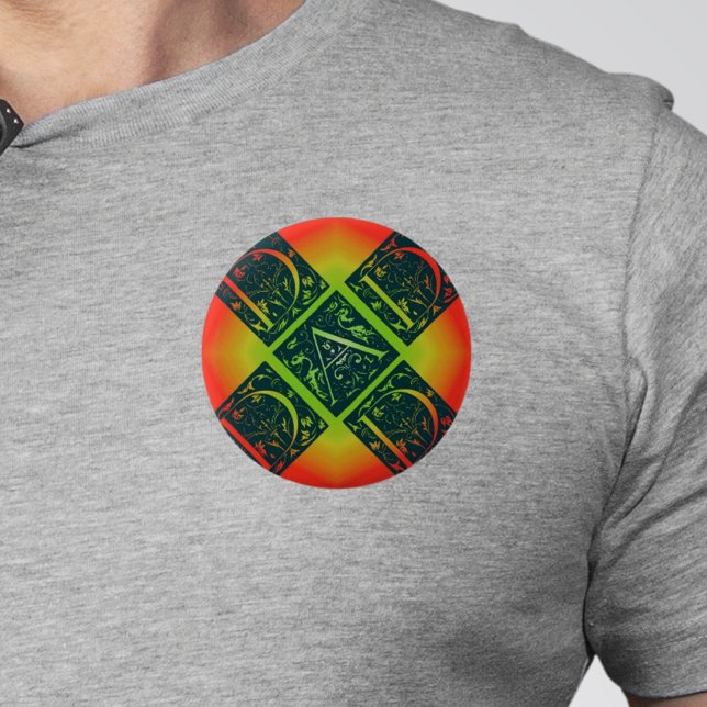 Bóton Redondo 5.08cm Texto do Rico do pai Laranja e Amarelo (Dad Fancy Text Orange and Yellow Button)