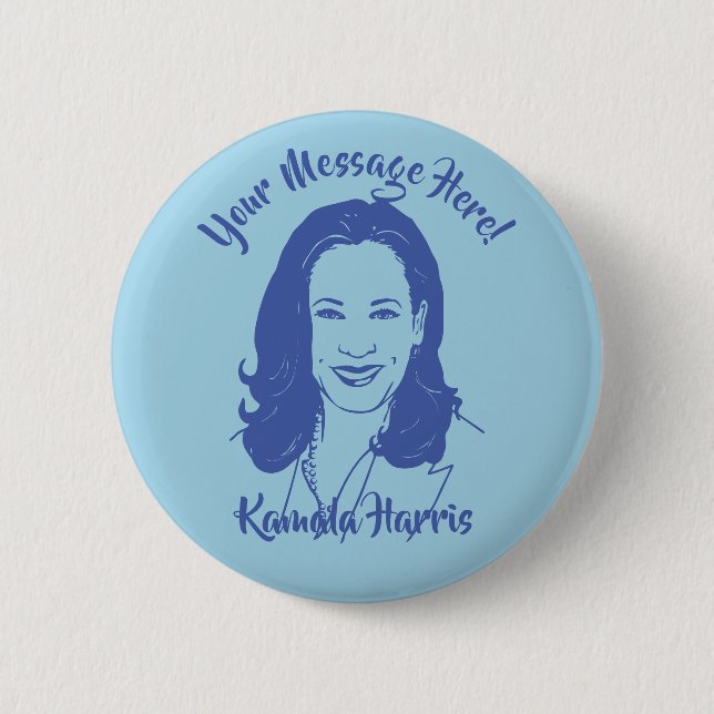 Bóton Redondo 5.08cm Texto Personalizado De Arte De Linha Kamala Harris (Frente)