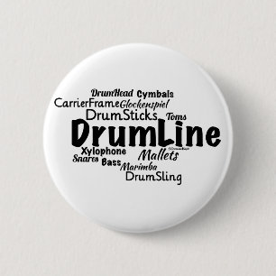 Bóton Redondo 5.08cm Texto Preto da Nuvem do Word em Drumline