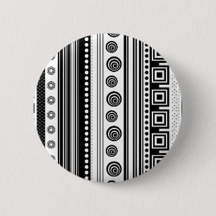 Bóton Redondo 5.08cm Textura aztec decorativa branca e escura