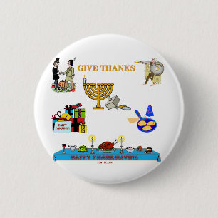 BÓTON REDONDO 5.08CM THANKSGIVUKKAH DÃO A OBRIGADOS PRESENTES PARA