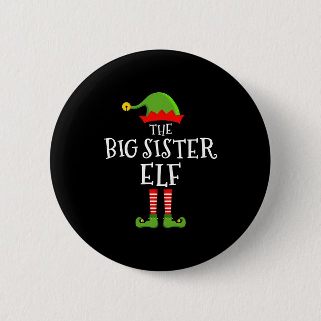 Bóton Redondo 5.08cm The Big Sister Elf Funny Christmas Matching Family (Frente)
