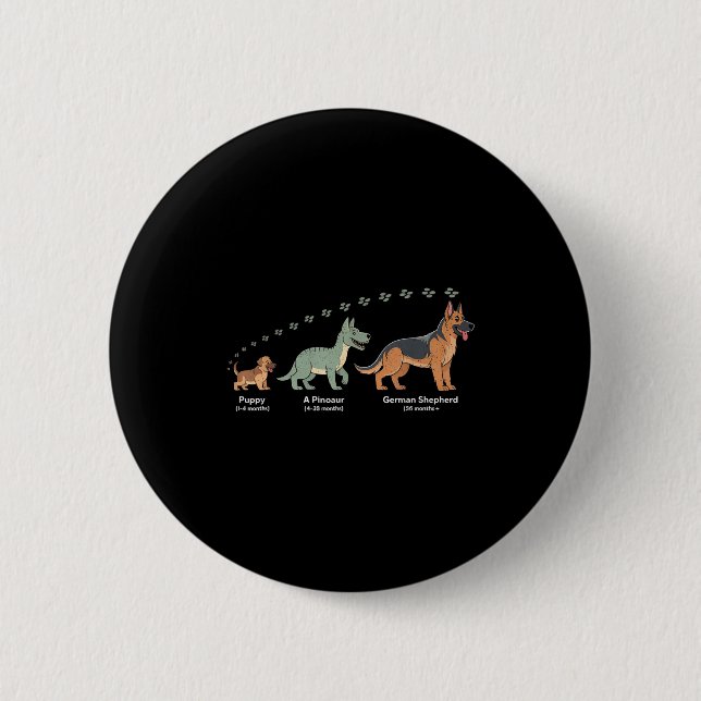 Bóton Redondo 5.08cm The Evolution Of A German Shepherd - Dog Owner Pet (Frente)