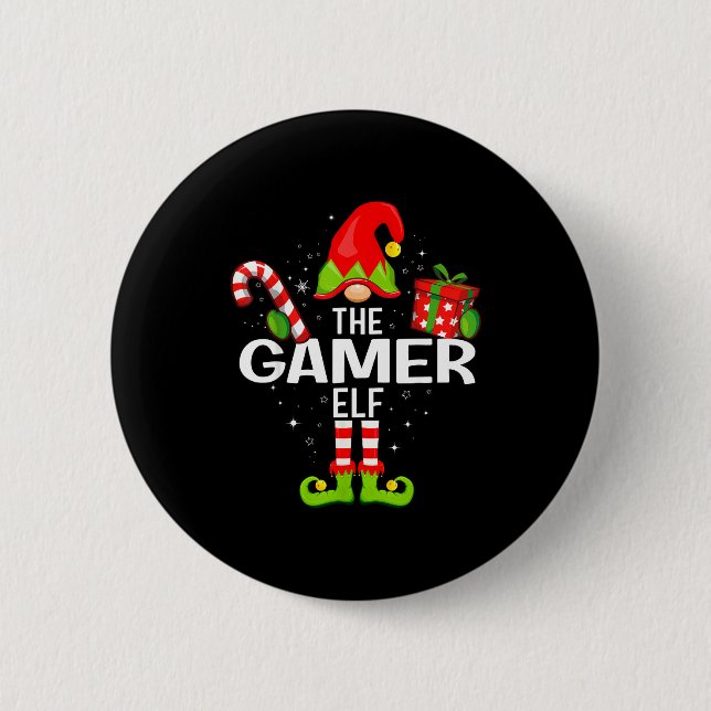 Bóton Redondo 5.08cm The Gamer Elf Family Christmas Pajama Xmas  (Frente)