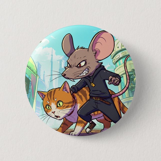 Bóton Redondo 5.08cm The moment the mouse beats the cat (Frente)