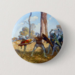 Bóton Redondo 5.08cm The Slay of Sir Lamorak, c. 1922, por N.C. Wyeth