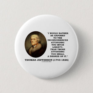 Bóton Redondo 5.08cm Thomas Jefferson incomoda demasiada liberdade