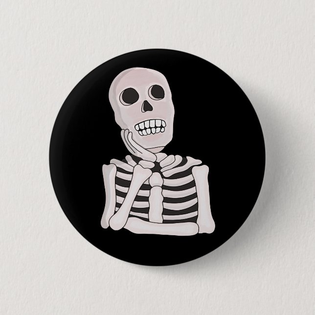 Bóton Redondo 5.08cm Thoughtful Skull (Frente)