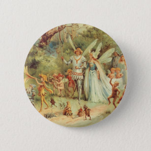 Bóton Redondo 5.08cm Thumbelina e Prince Wedding, Vintage Fairy Tales