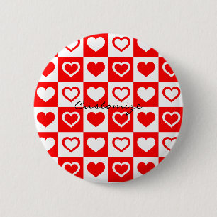 Bóton Redondo 5.08cm Thunder_Cove do Padrão da Xadrez da rosa vermelha