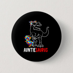 Bóton Redondo 5.08cm TiaSauro T Rex Dinossauro Conscientização do Autis