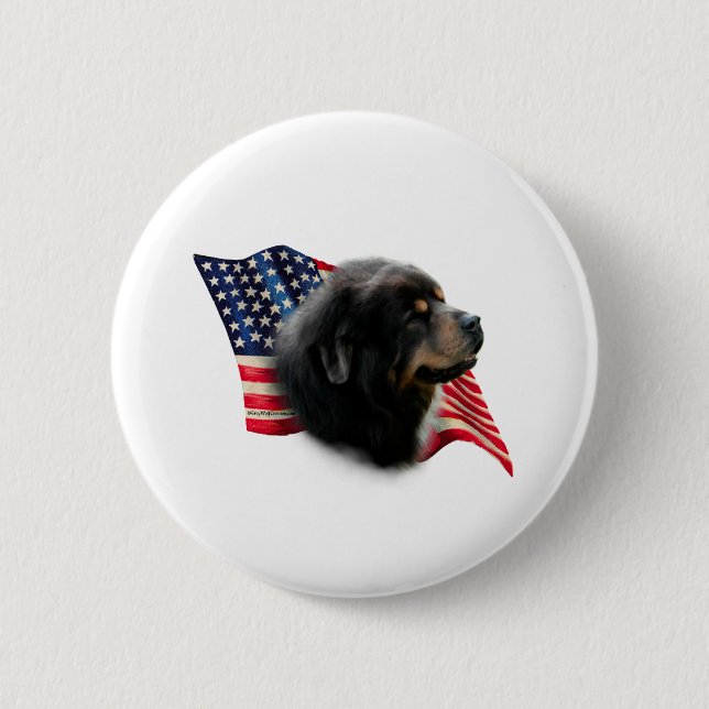 Bóton Redondo 5.08cm Tibetan Mastiff Flag (Frente)