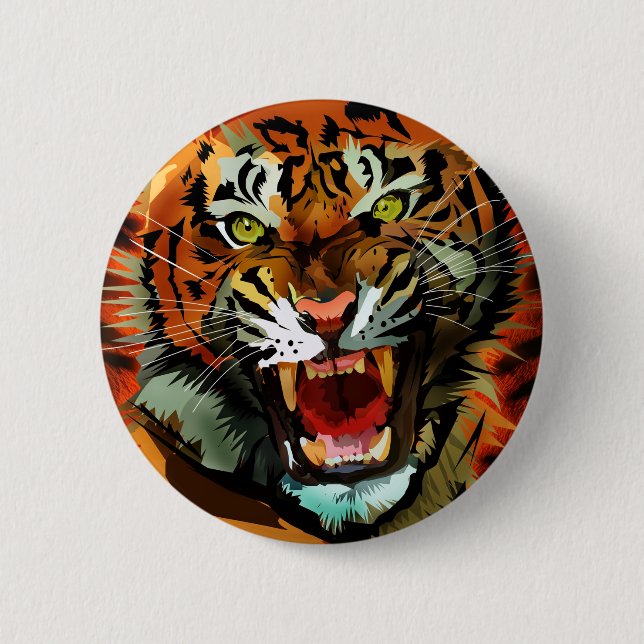 Bóton Redondo 5.08cm Tiger Roar (Frente)