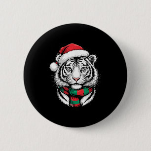 Bóton Redondo 5.08cm Tiger Xmas Santa Hat Figurume De Natal