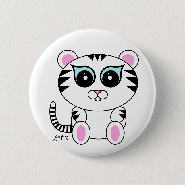 Bóton Redondo 5.08cm Tigre branco (Frente)
