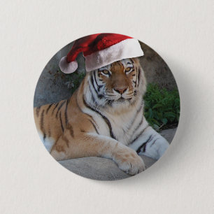 Bóton Redondo 5.08cm Tigre de Bengala Natal