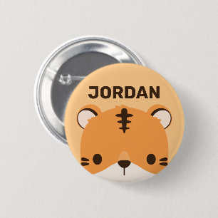 Bóton Redondo 5.08cm Tigre de Cuta com Nome Personalizado