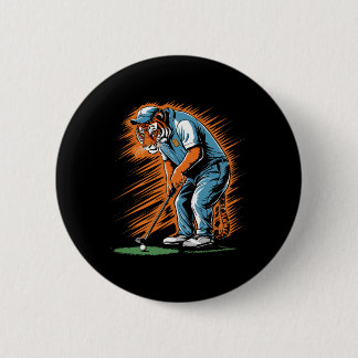 Bóton Redondo 5.08cm Tigre Engraçado Jogando Golfe Animal Engraçado Gol