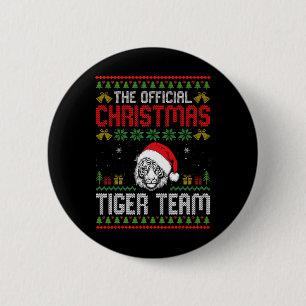 Bóton Redondo 5.08cm Tigre Usando Chapéu de Papai Noel Luzes de Natal F