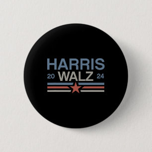 Bóton Redondo 5.08cm Tim Walz 2024 Retro Stripes Kamala Harris Waltz 20