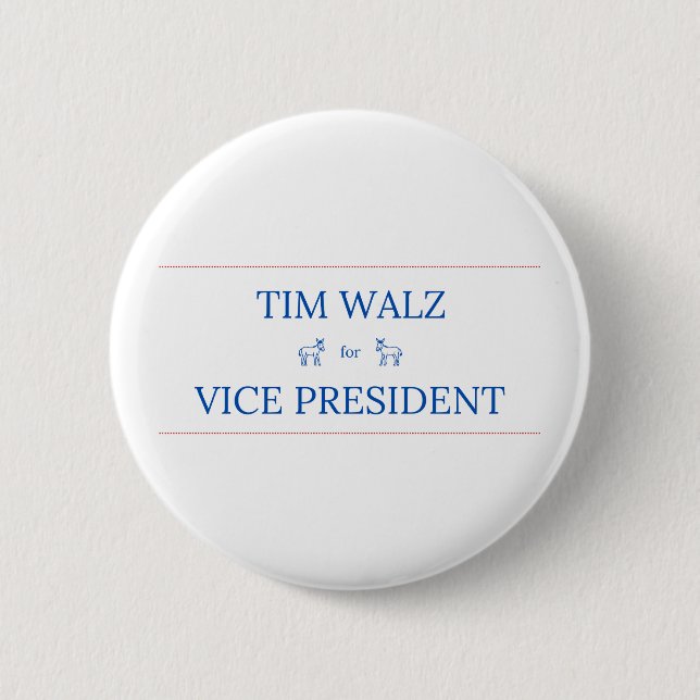 Bóton Redondo 5.08cm Tim Walz para o Vice-Presidente Button (Frente)