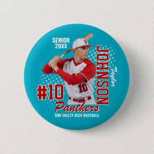 Bóton Redondo 5.08cm Time Personalizado de Beisebol Foto Noturna de Sen