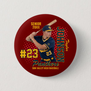 Bóton Redondo 5.08cm Time Personalizado de Beisebol Foto Noturna de Sen