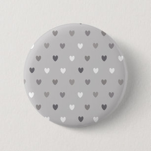 Bóton Redondo 5.08cm Tiny polka coração em tons de cinza