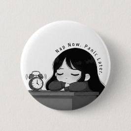 Bóton Redondo 5.08cm Tire Agora e Pânico Depois Ilustração de Chibi Gar